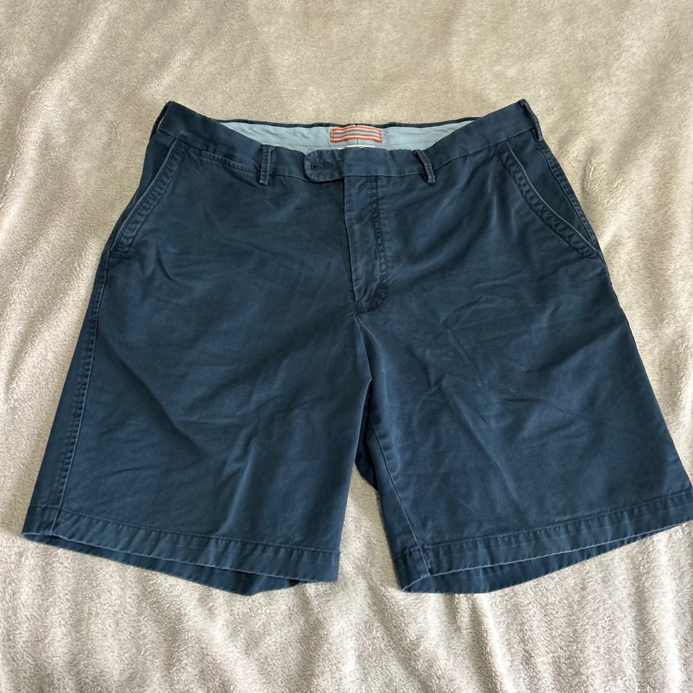 Peter Millar‎ Shorts Mens 35 9" Navy Blue Pima Cotton Flat Front Casual Chino